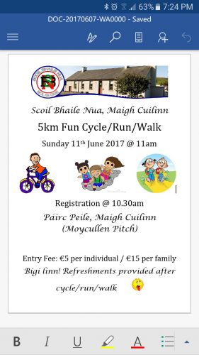 Scoill Baile Nua Fun walk/cycle/run June 2017