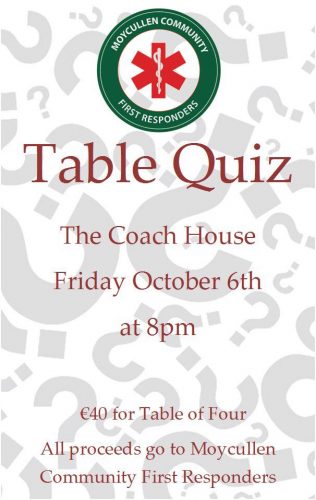 Table Quiz in aid of Moycullen Community First Responders